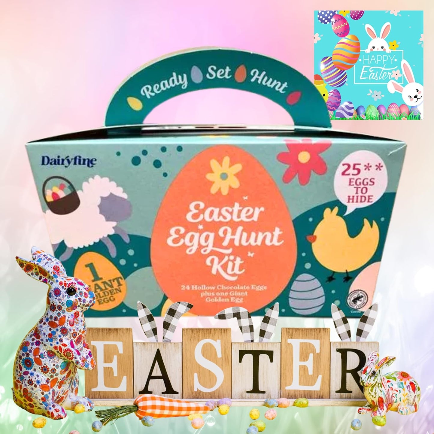 Easter chocolate sweets box with 24 assorted treats for kids