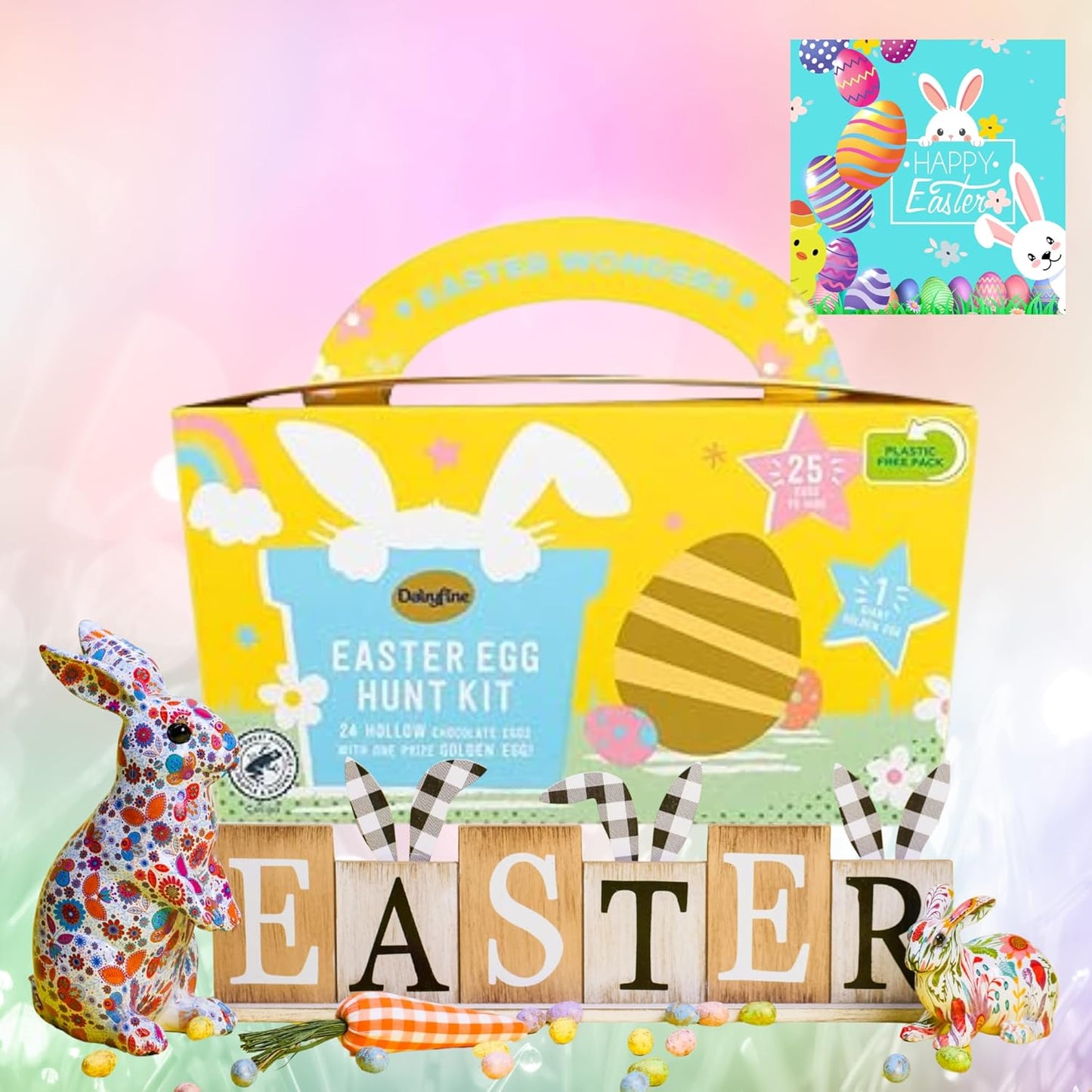 Hollow Easter egg filled with delicious chocolate treats
