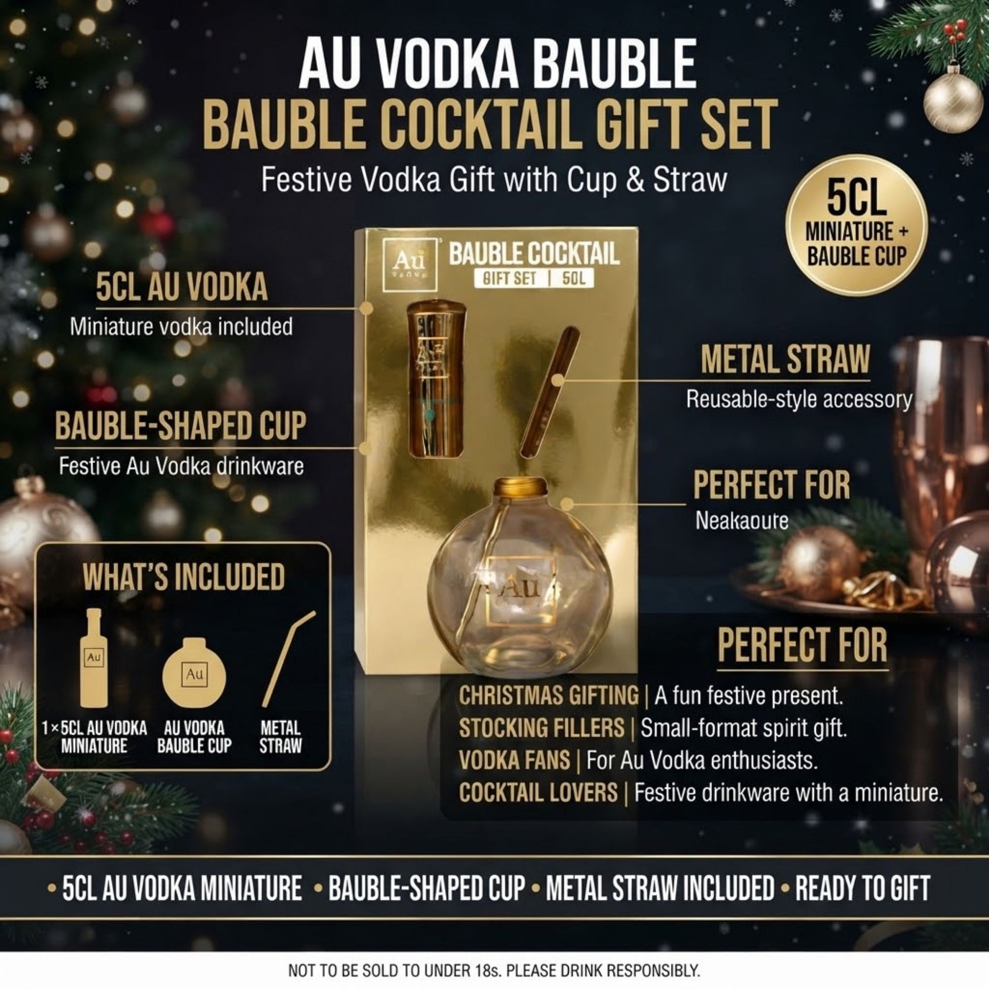 Au Vodka 5cl miniature Christmas gift