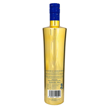 Back view of AU Vodka Cosmic Berries 70cl bottle showing its branding