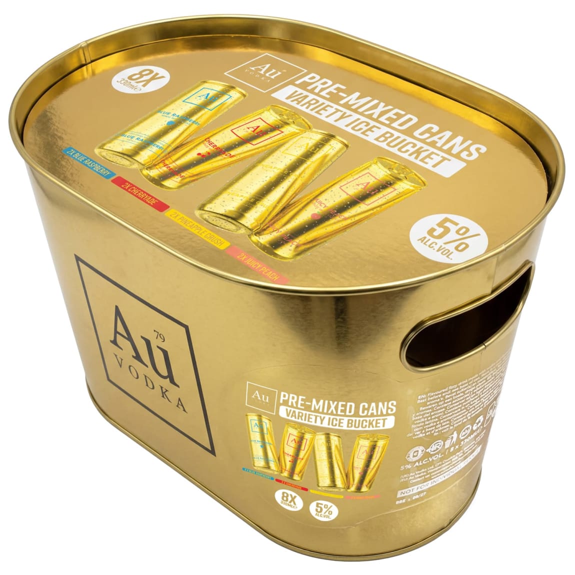 Au Vodka pre-mixed cans ice bucket 8x330ml variety pack