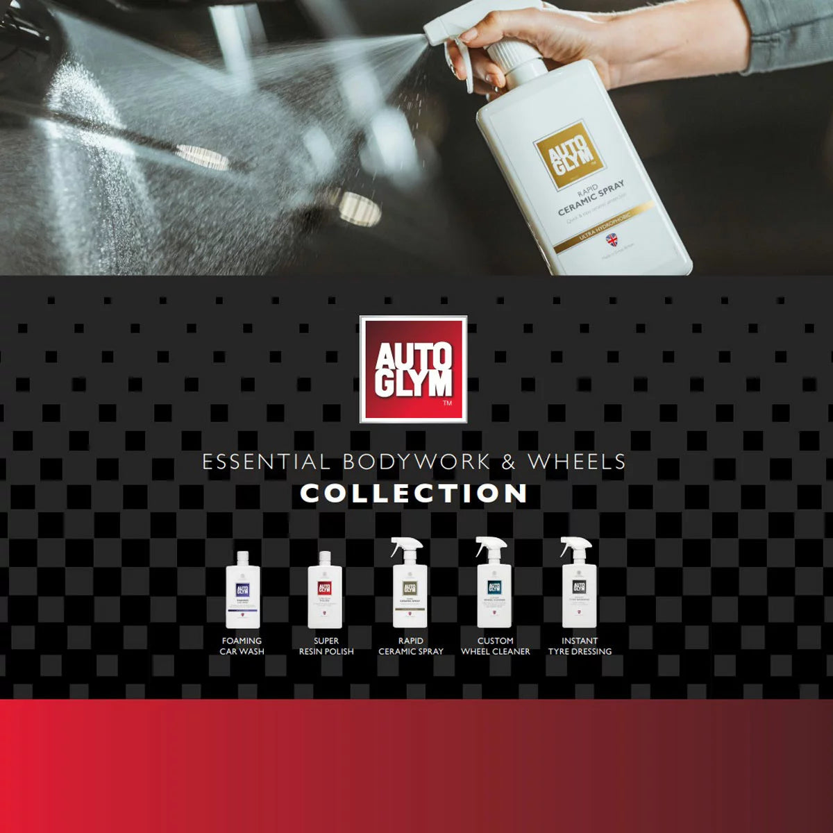 Car cleaning set with wash polish and ceramic spray