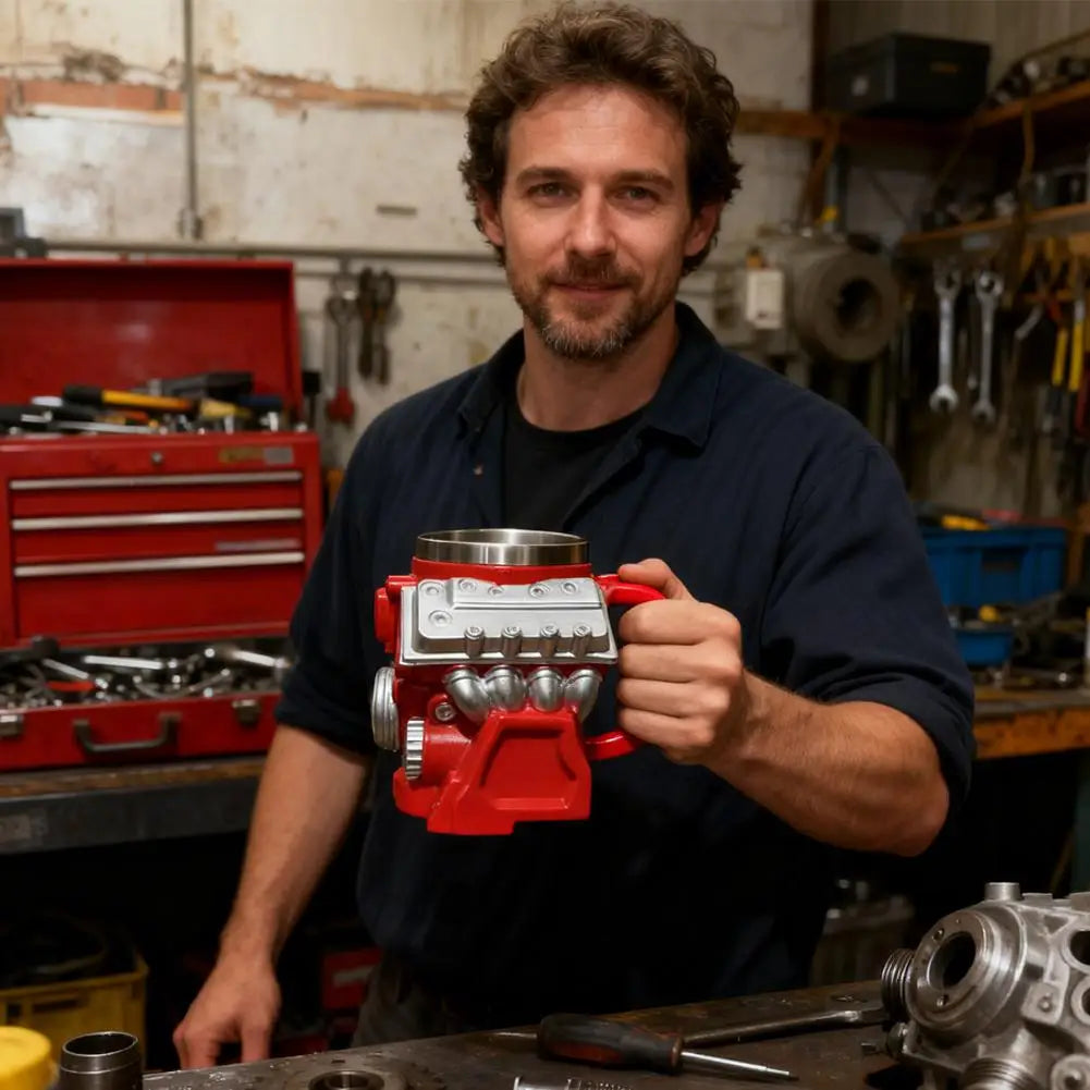 Automotive inspired coffee cup for enthusiasts