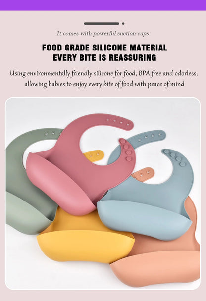 Flexible waterproof silicone bib for toddlers and infants