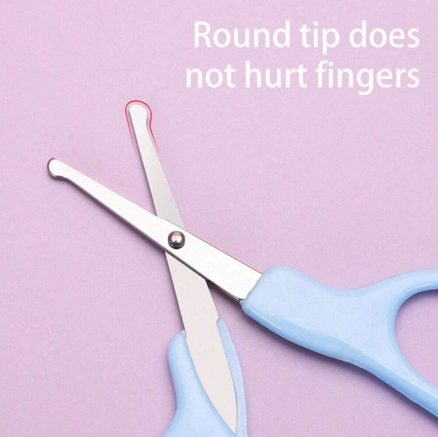 Safe baby scissors with rounded tips for infants