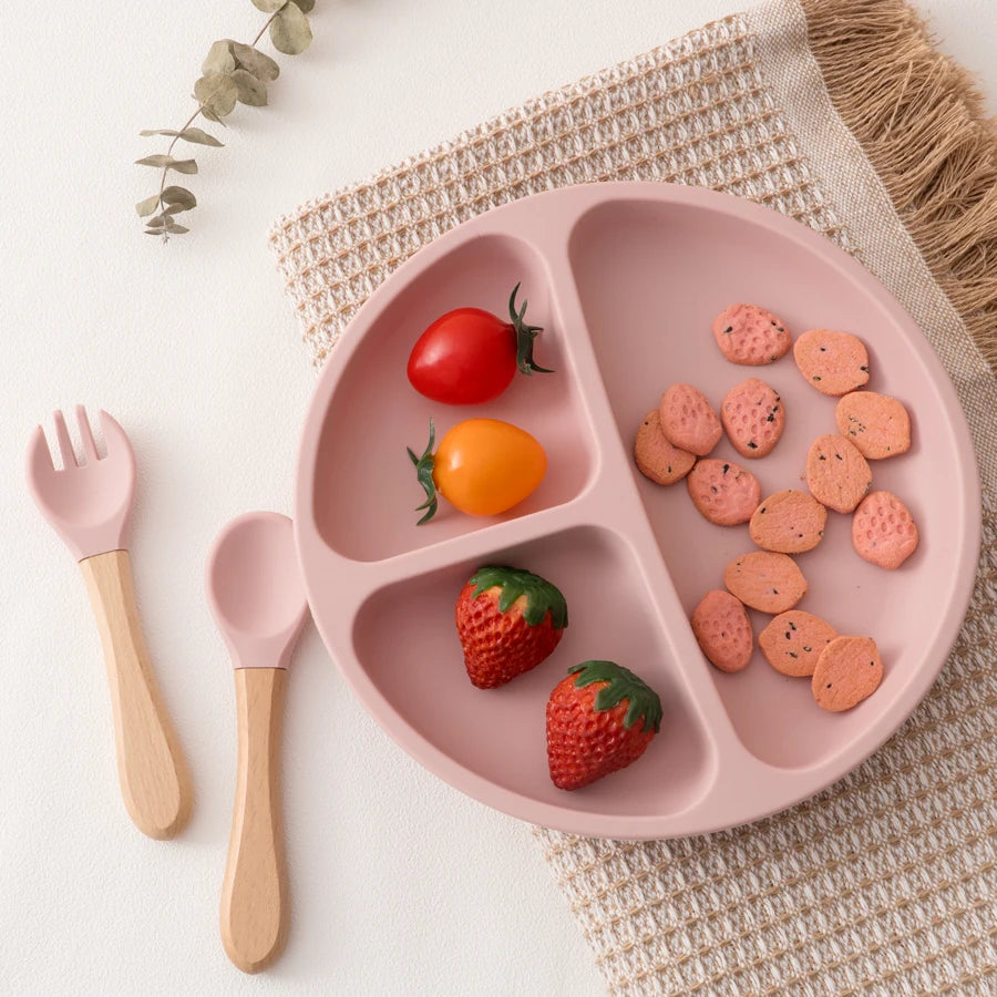 3 Piece Silicone Baby Feeding Set BPA Free Tableware