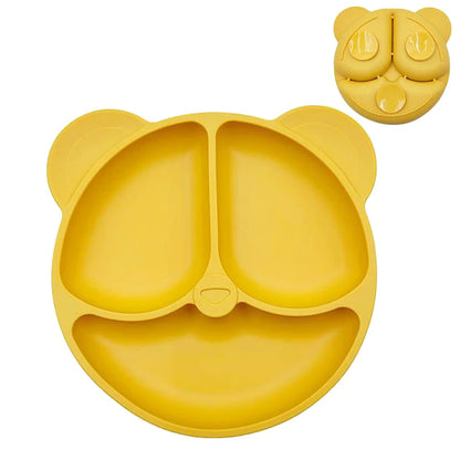 Baby silicone plate with cartoon smile design for feeding