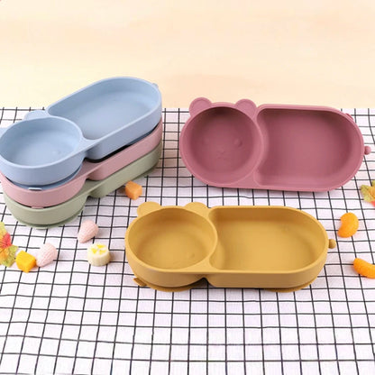 Baby silicone suction bowl with cute bear design
