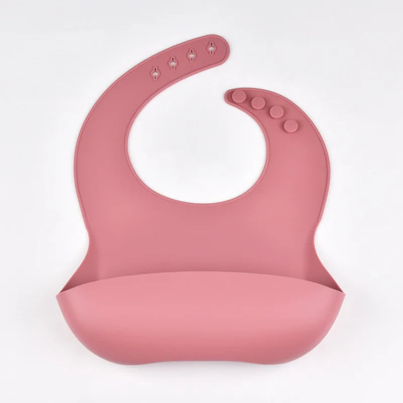 Lightweight silicone baby feeding bib for travel and home