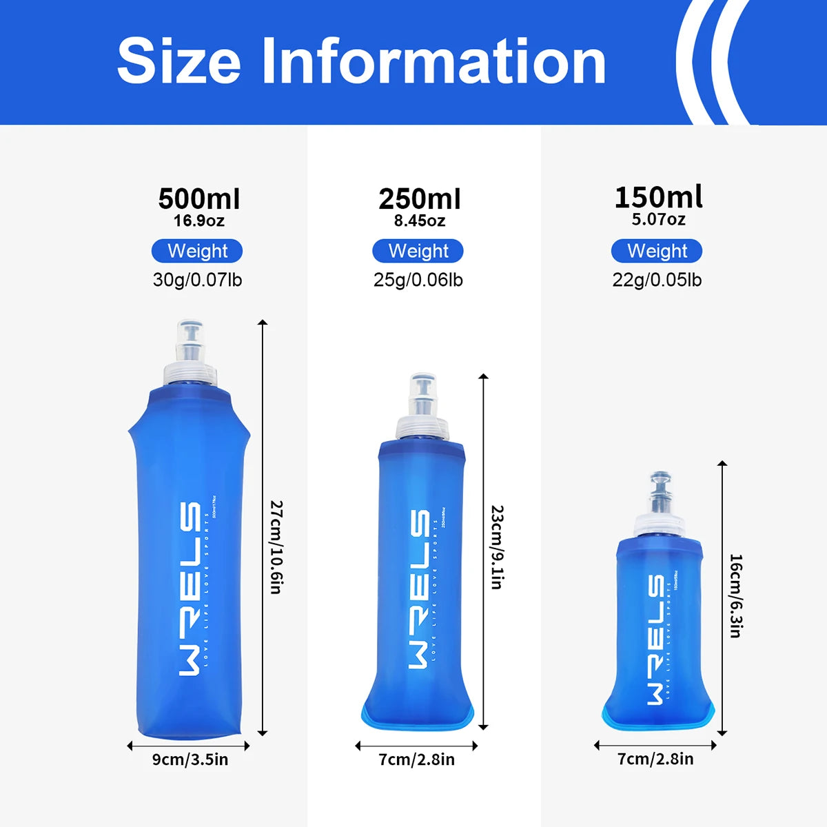 Hiking water bottle with collapsible design