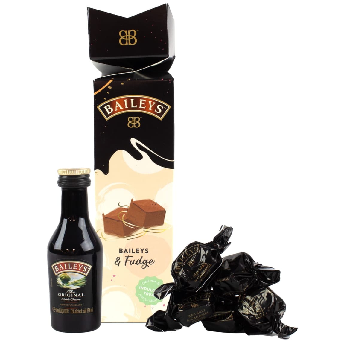 Baileys 5cl and Fudge Christmas Cracker festive gift set