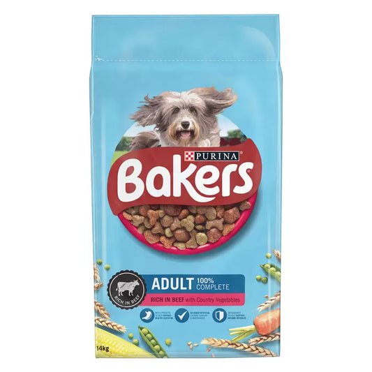 Bakers Adult Dry Dog Food beef and vegetables 14kg