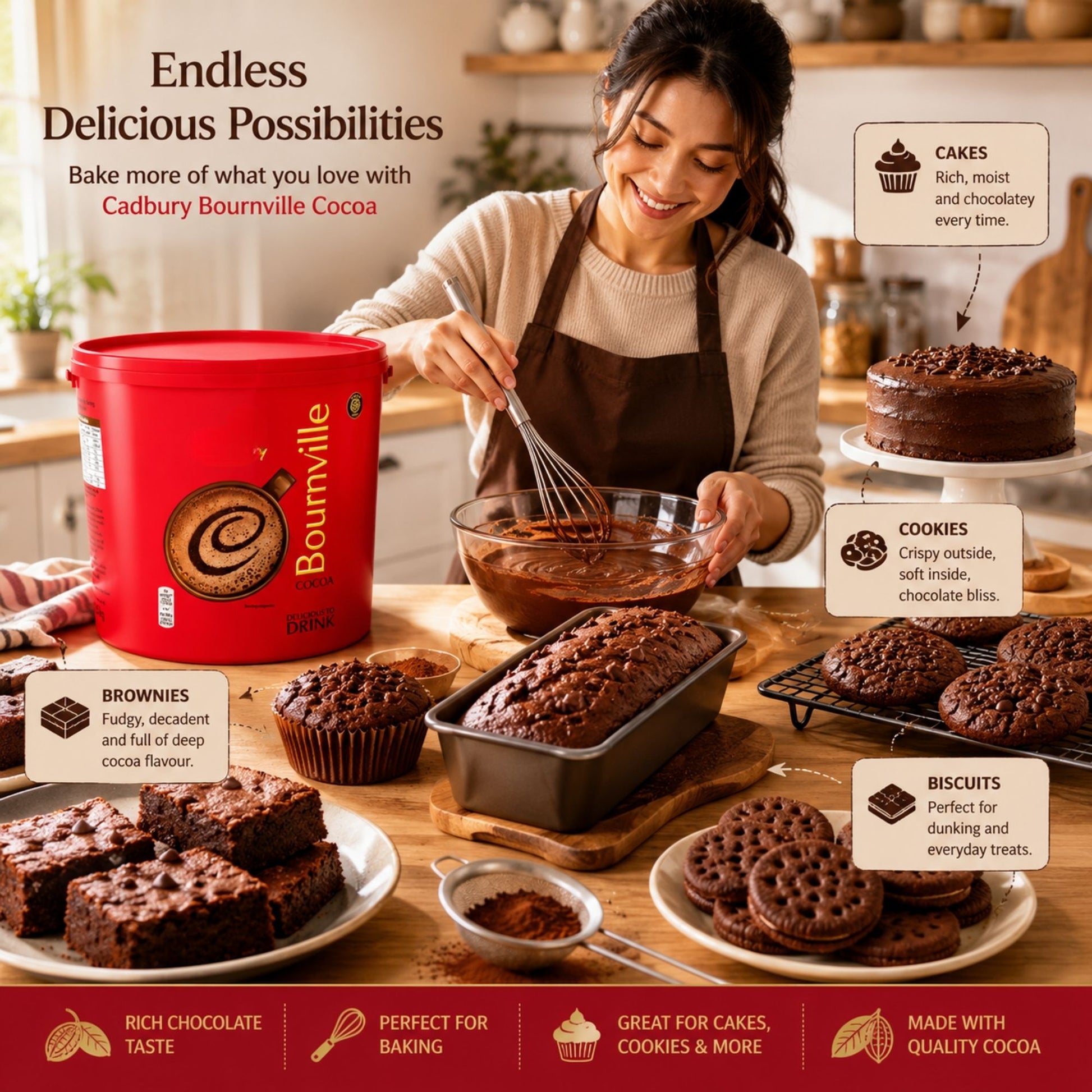 Hot chocolate cocoa powder ideal for daily drinks