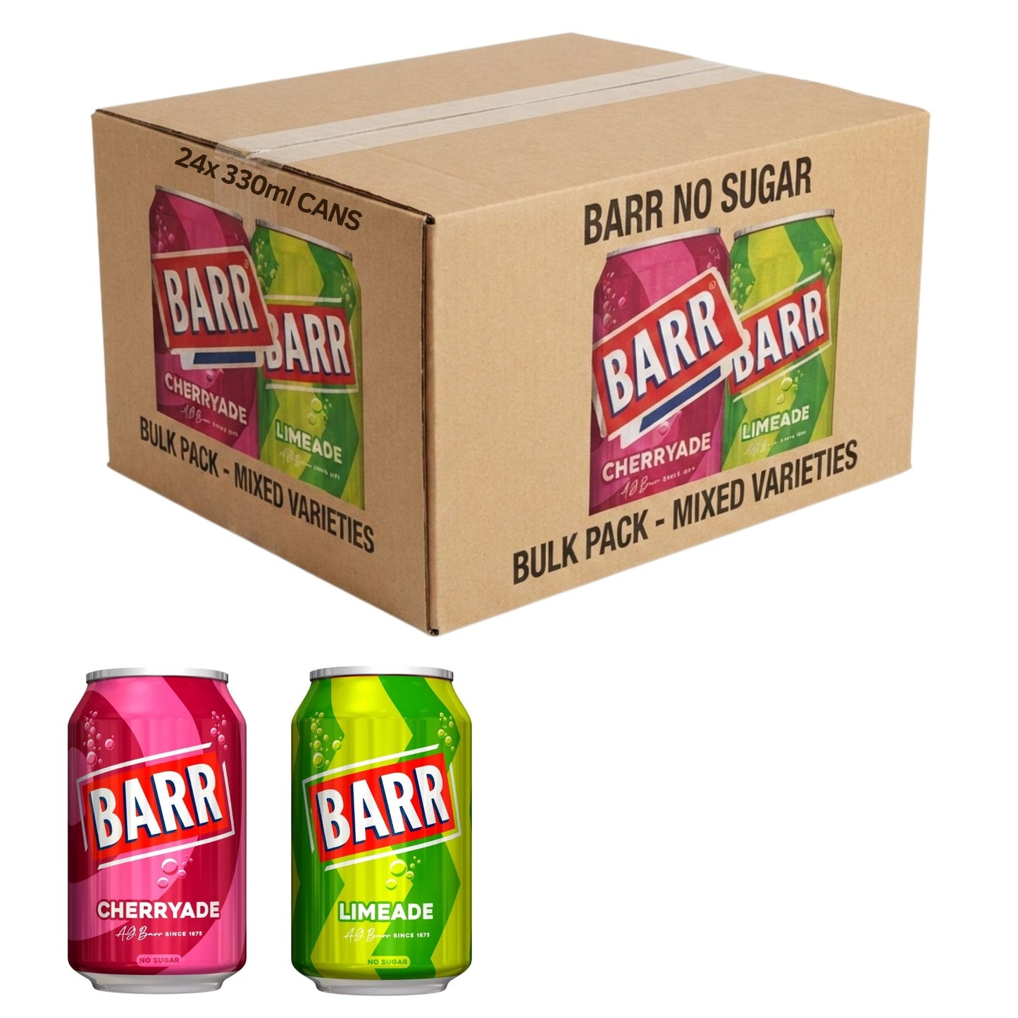 Barr No Sugar Cherryade and Limeade Drinks 330ml