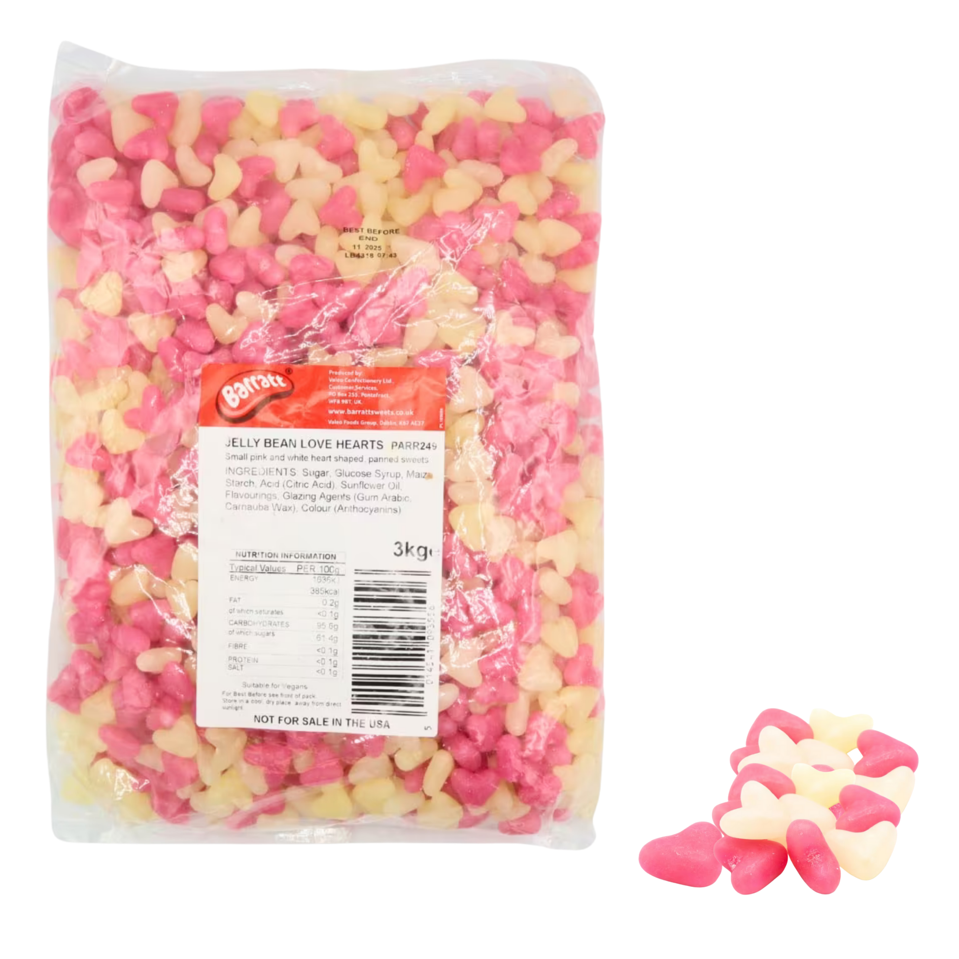 Barratt Jelly Love Hearts 3kg pink and white heart-shaped sweets