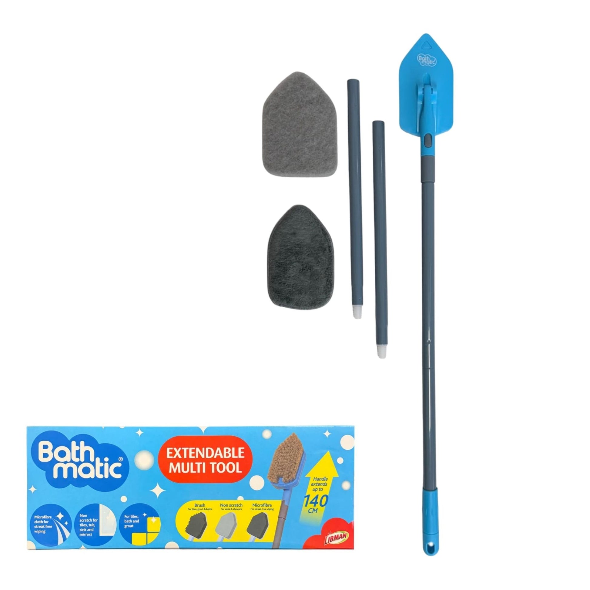 Extendable cleaning tool with interchangeable heads