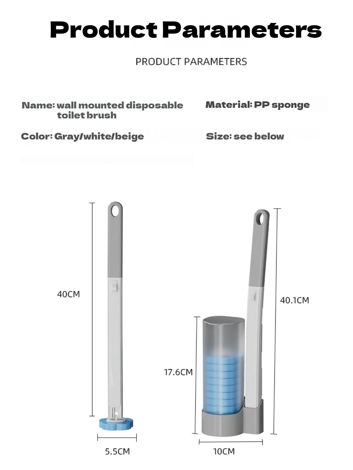 Space saving wall mounted toilet brush