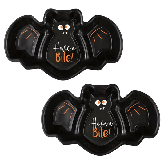Bat-shaped plastic serving tray for Halloween parties