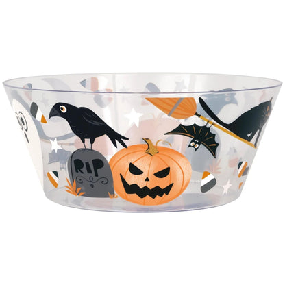 Bats & Boos Halloween Plastic Serving Bowl 10 Inch