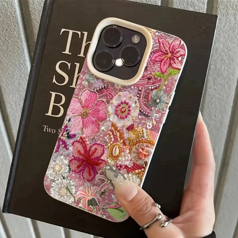 Non-slip floral pattern phone cover for iPhone devices