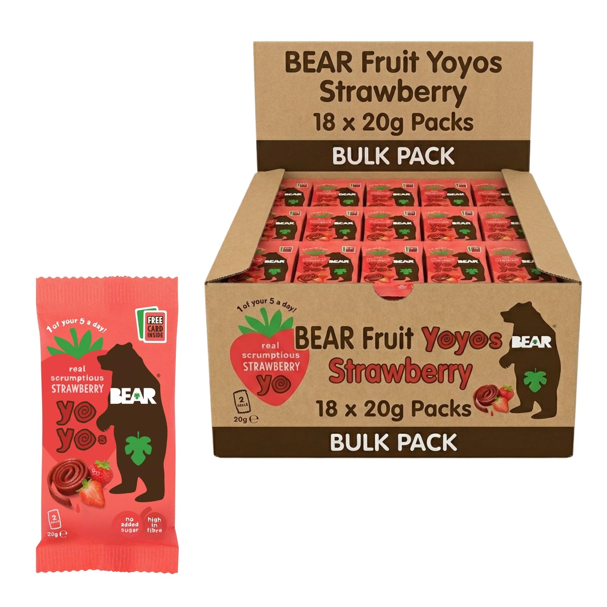 Bear Fruit Yoyos Strawberry 18 x 20g fruit snack rolls