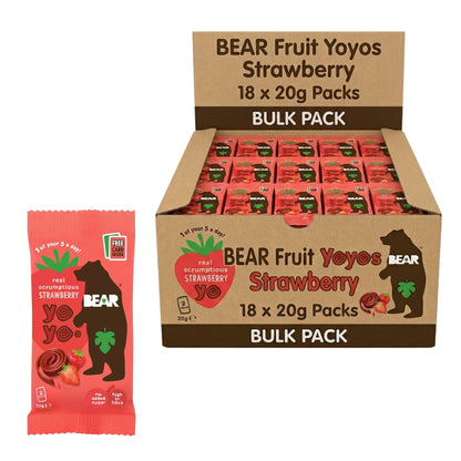 Bear Fruit Yoyos Strawberry 18 x 20g fruit snack rolls