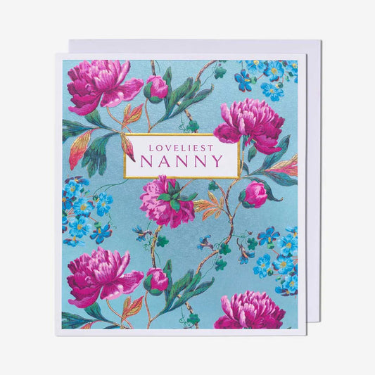  Elegant floral birthday card for nanny with soft colours – available in birthday cards near me collection.