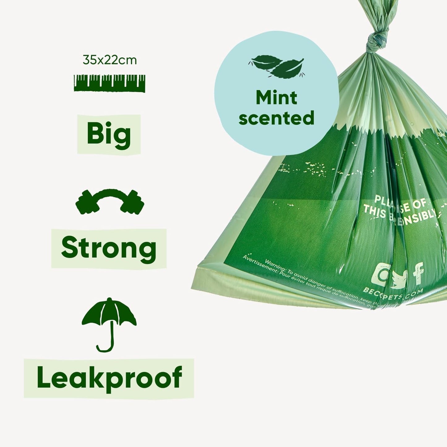 Beco eco-friendly mint scented dog poop bags – made from recycled materials