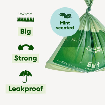 Beco eco-friendly mint scented dog poop bags – made from recycled materials