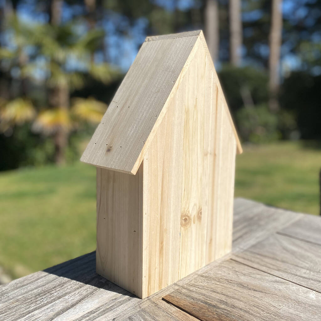 Garden-friendly bug habitat with bamboo, pine cones, and metal mesh