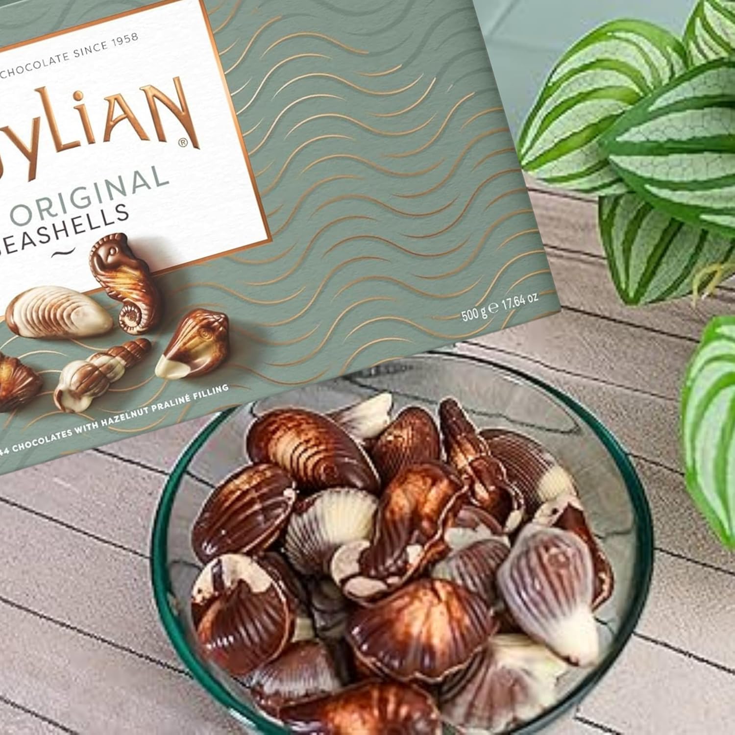 Smooth hazelnut praline Belgian chocolates by Guylian in a 500g box