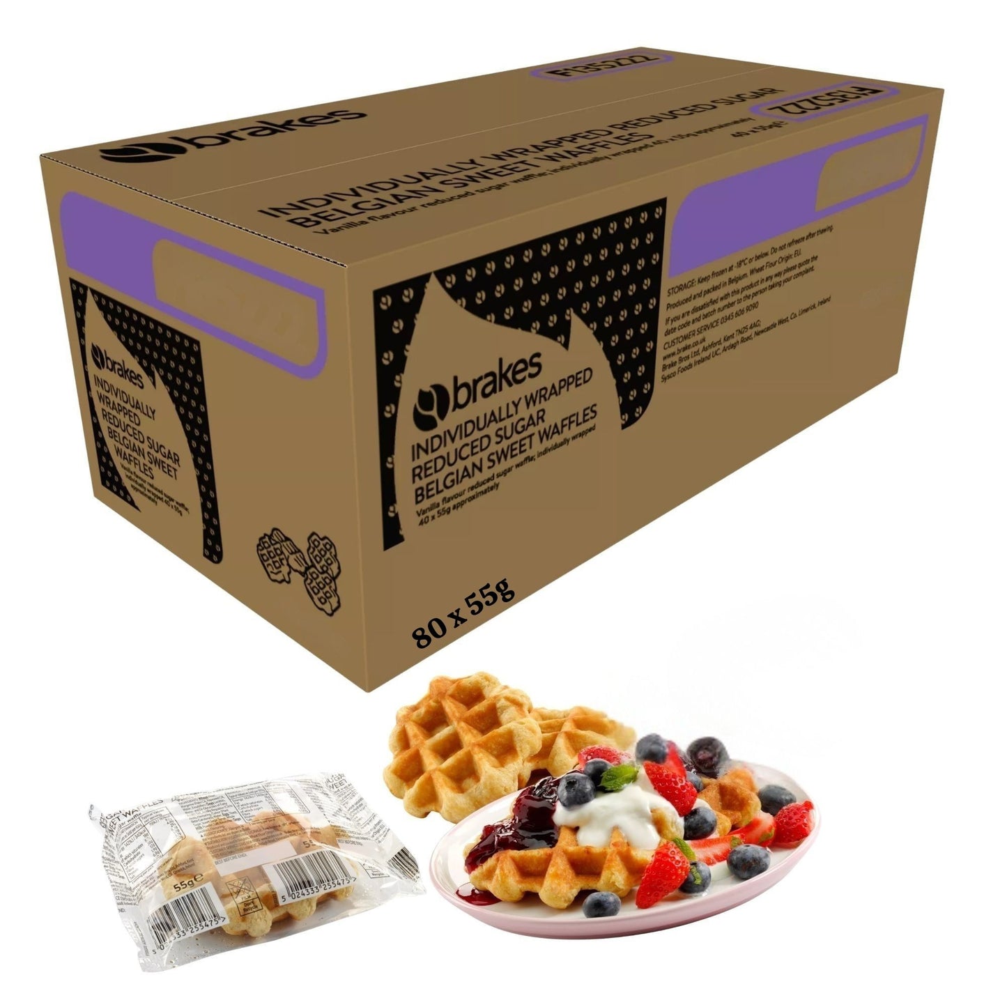 Sysco Reduced Sugar Belgian Waffles 55g