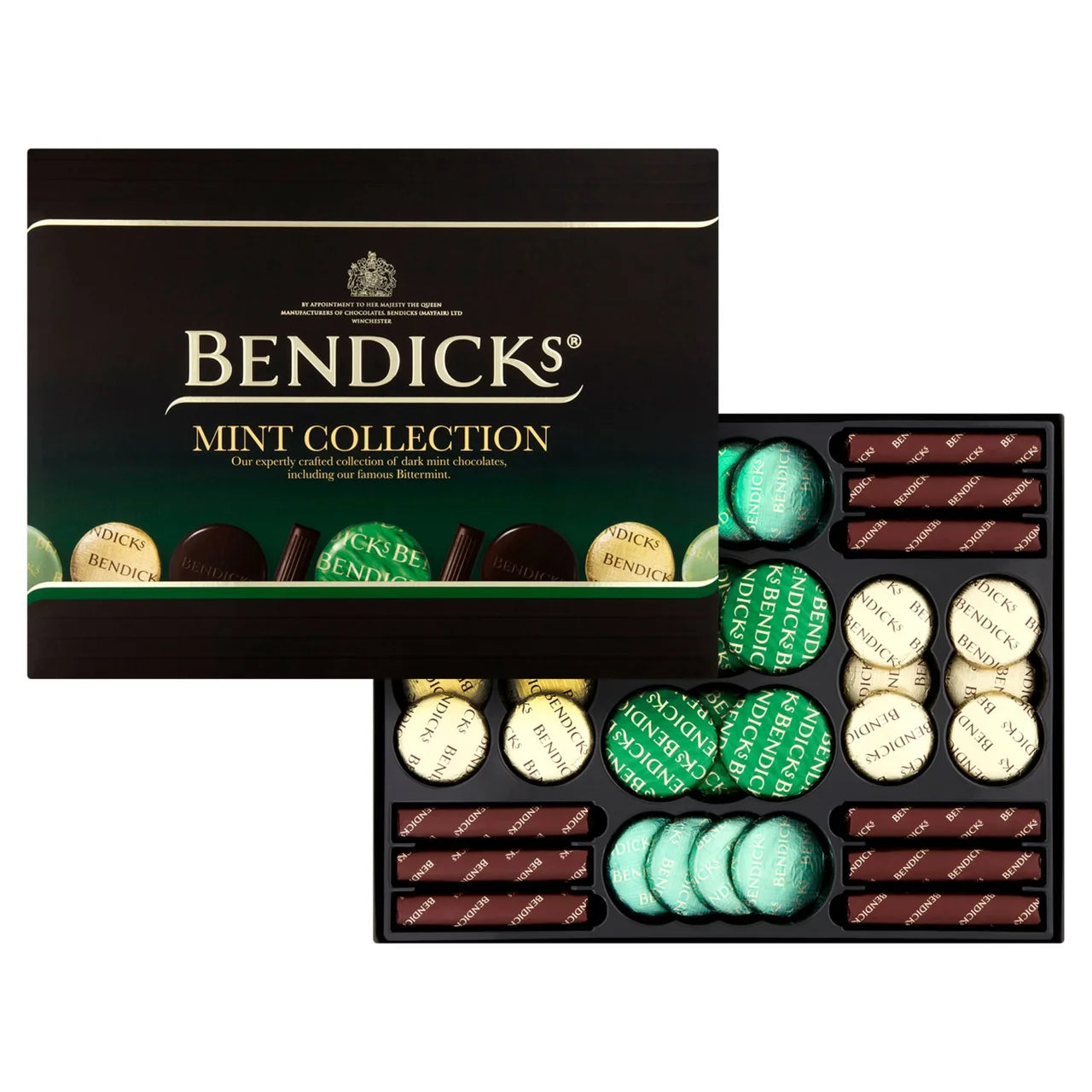 Close-up of Bendicks Mint Collection 400g showing rich chocolate and mint centers