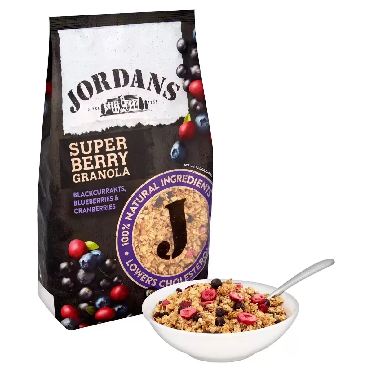 Crunchy granola with berries almonds and wholegrain oats