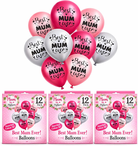 Best Mum Balloons Bulk Multipack 36Pcs red and pink