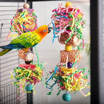 Parakeet shredding toys for active play