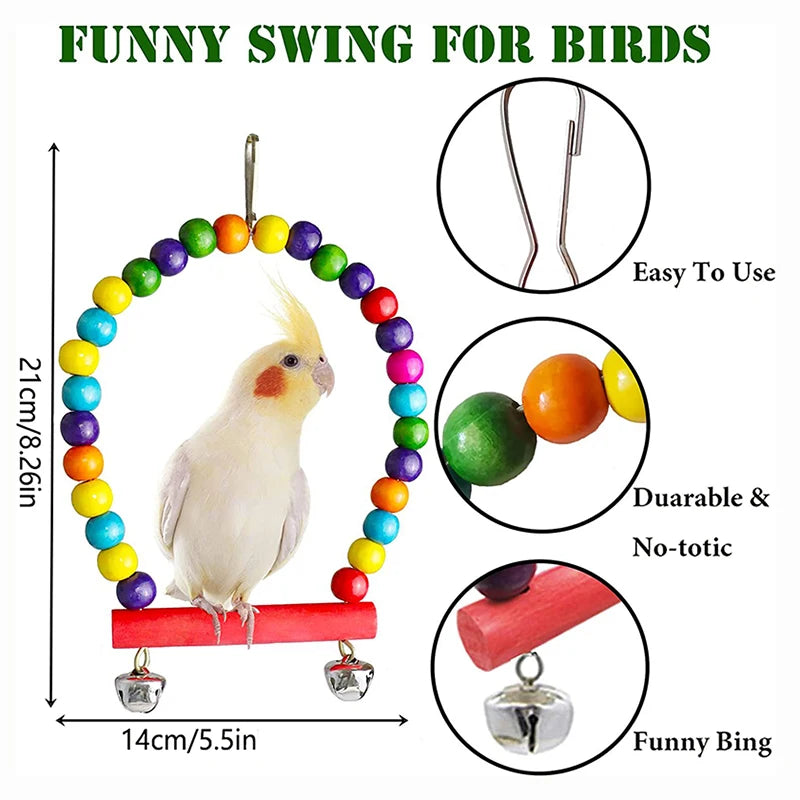 Bird cage accessories with swing ladder and bridge