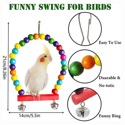Bird cage accessories with swing ladder and bridge