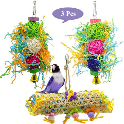 Shredding bird toys for active pet birds
