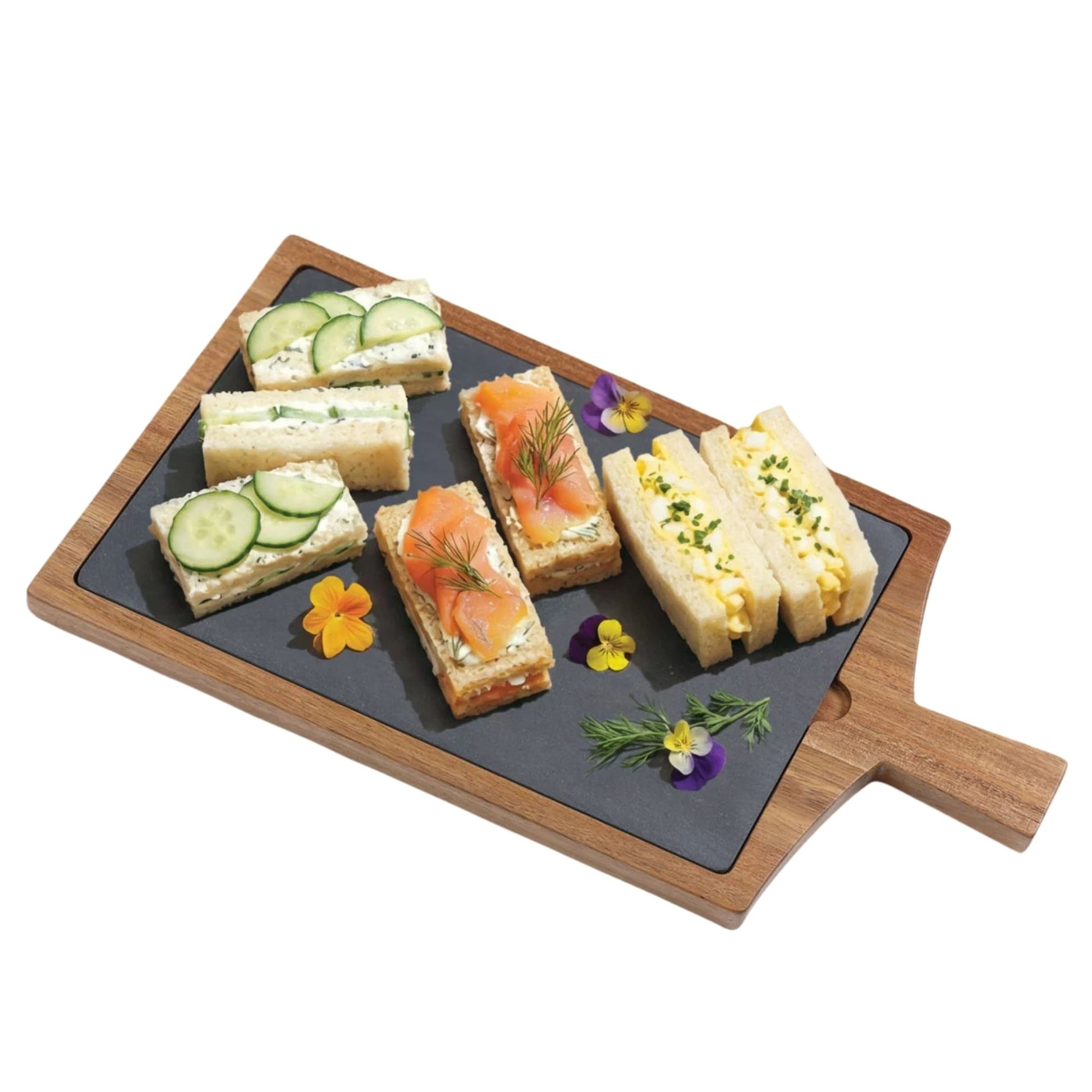 BirdRock Home slate and acacia serving board with handle