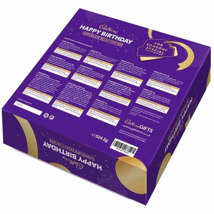 Birthday chocolate box filled with Cadbury bars