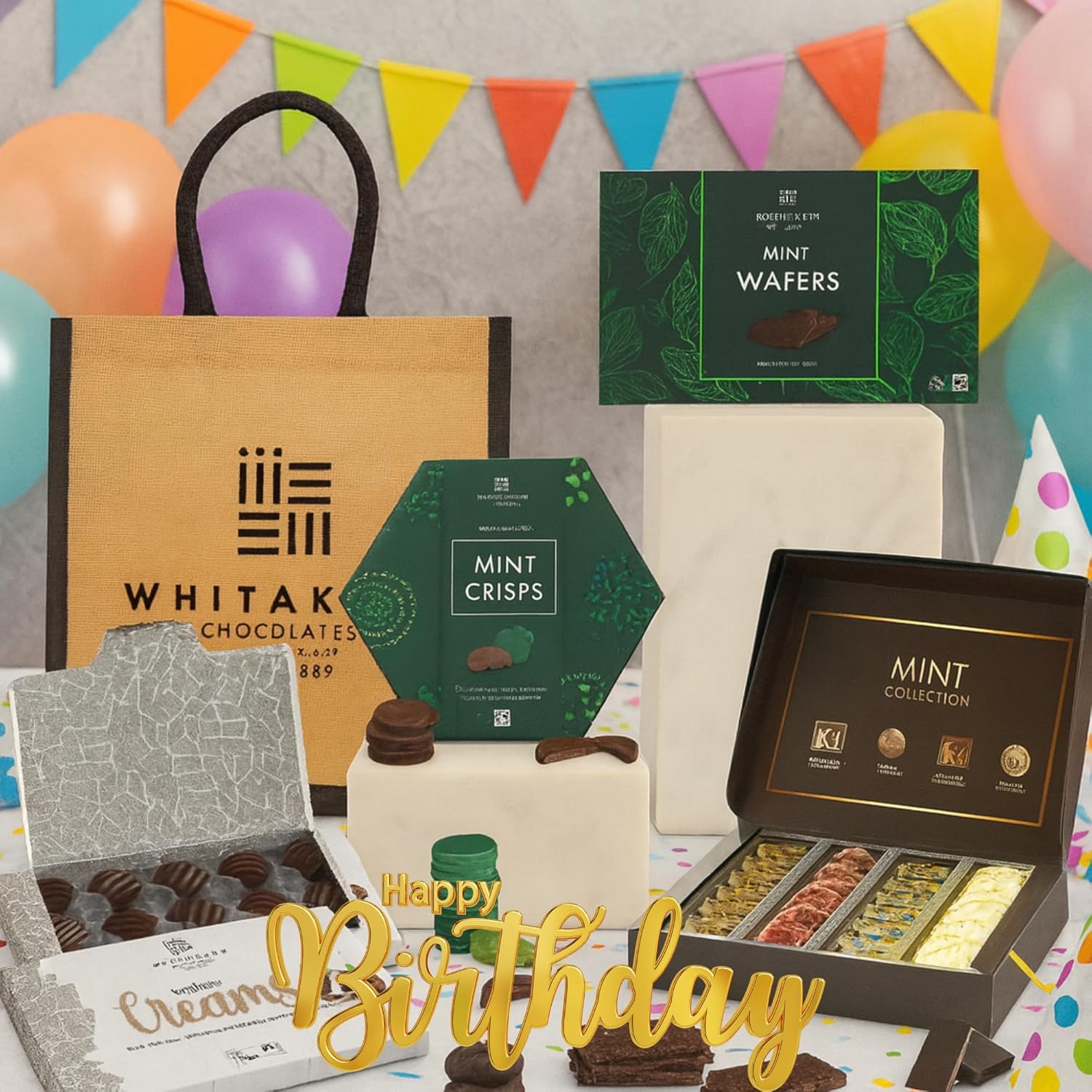 Birthday or Christmas mint chocolate hamper by Whitakers