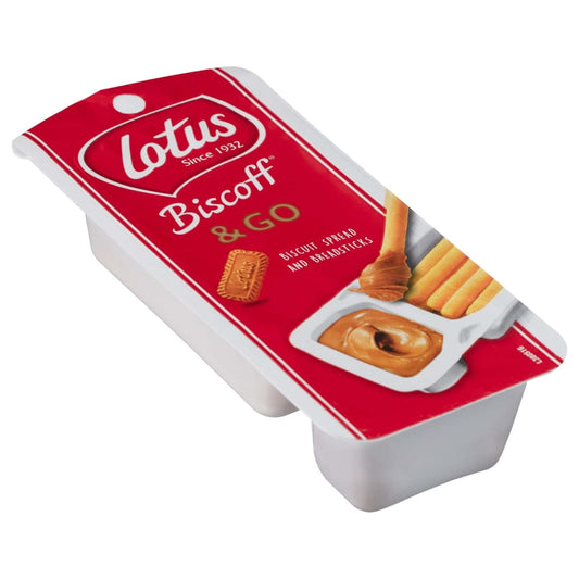 Biscoff & Go snack pack with biscuit spread and crunchy breadsticks
