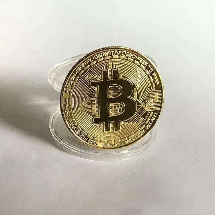 Bitcoin themed metal commemorative coin