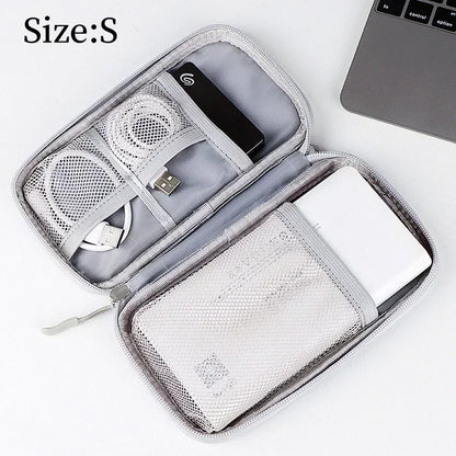 Black cable organiser bag for chargers and travel accessories