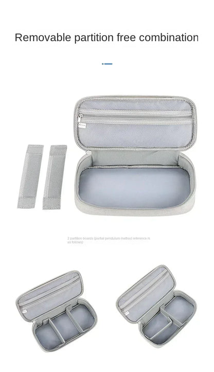 Black double-layer cable organiser with internal compartments