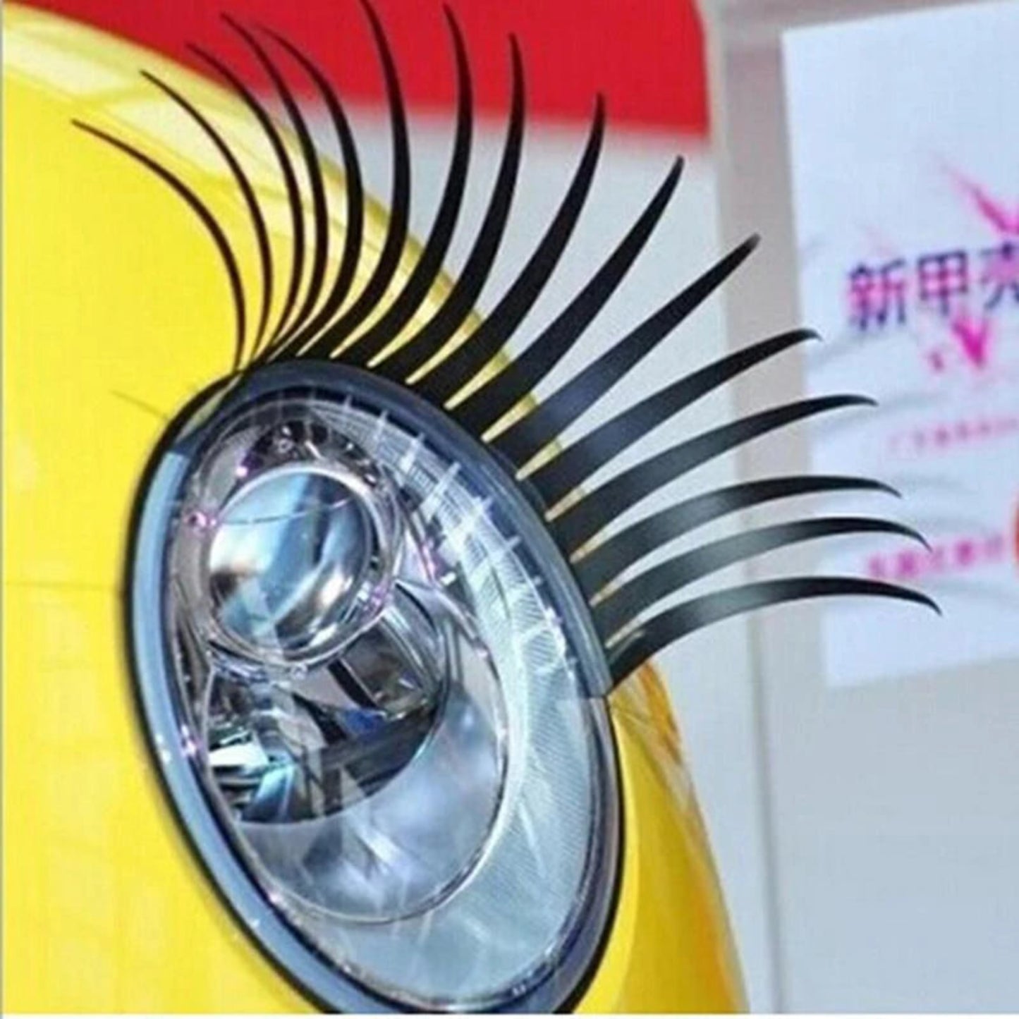 3D black eyelash car headlight decals