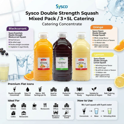 Blackcurrant orange and lemon squash selection