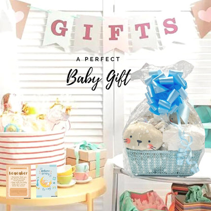 Blue baby hamper for boys with plush toy