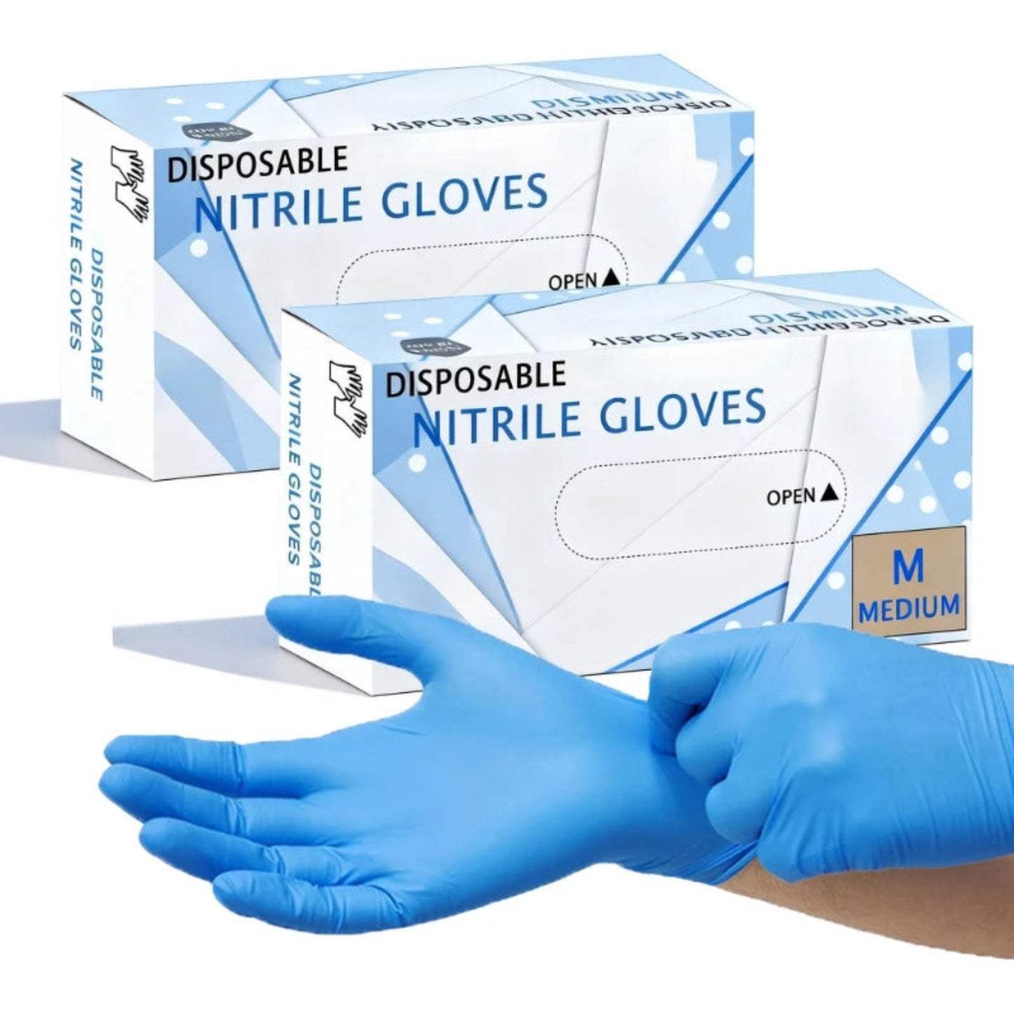 Blue disposable nitrile gloves
